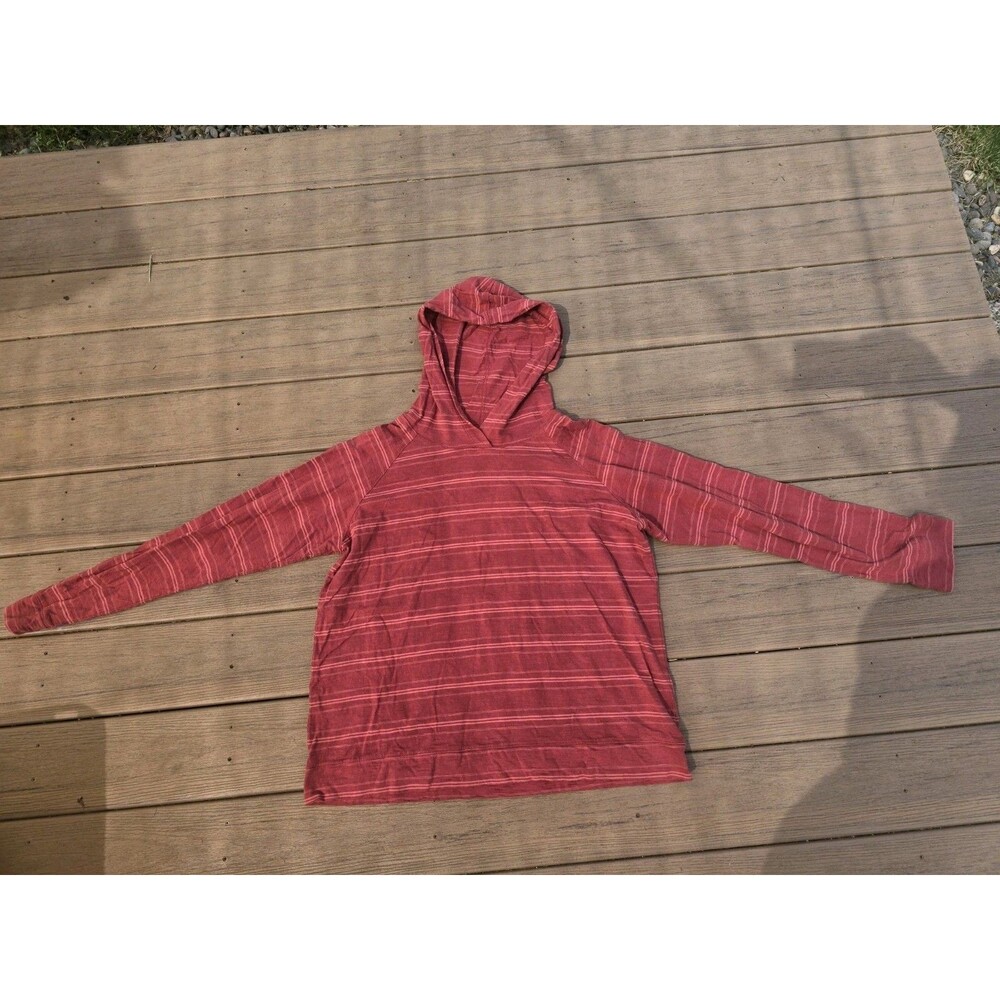 Pendleton Womens Striped Pullover Hoodie Lightweight XL XLarge Red 100% Cotton